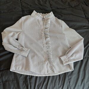 Striped Ruffle Button Down